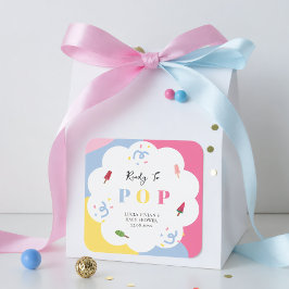 Farbenfrohe Popsicle Ready to Pop Baby Dusche Quadratischer Aufkleber