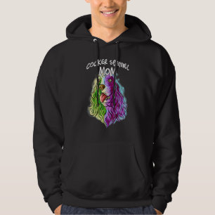 Farbenfrohe Portrait Cocker Spaniel Mama Mutter Hu Hoodie
