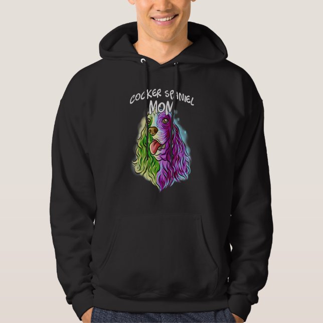 Farbenfrohe Portrait Cocker Spaniel Mama Mutter Hu Hoodie (Vorderseite)