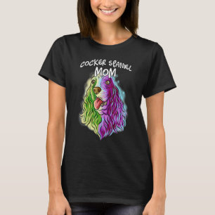 Farbenfrohe Portrait Cocker Spaniel Mama Mutter Hu T-Shirt