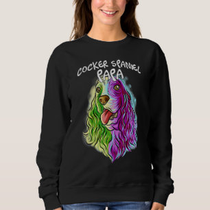 Farbenfrohe Portrait Cocker Spanischer Hund Vater  Sweatshirt