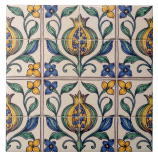 Farbenfrohe portugiesische Azulejo-Granatapfelkach Fliese