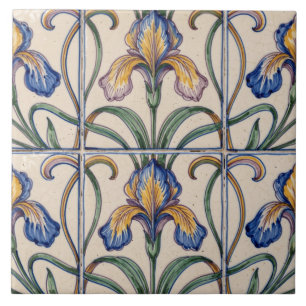 Farbenfrohe portugiesische Azulejo-Schwertlilien-K Fliese