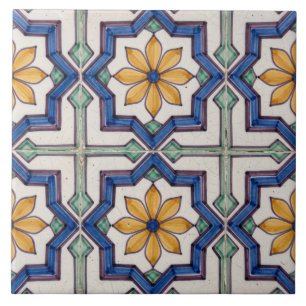 Farbenfrohe portugiesische Azulejo-Sternfliese Fliese