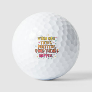 Farbenfrohe positive Zitat-Typografie؛ Denk positi Golfball