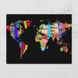 farbenfrohe Postkarte der Welt