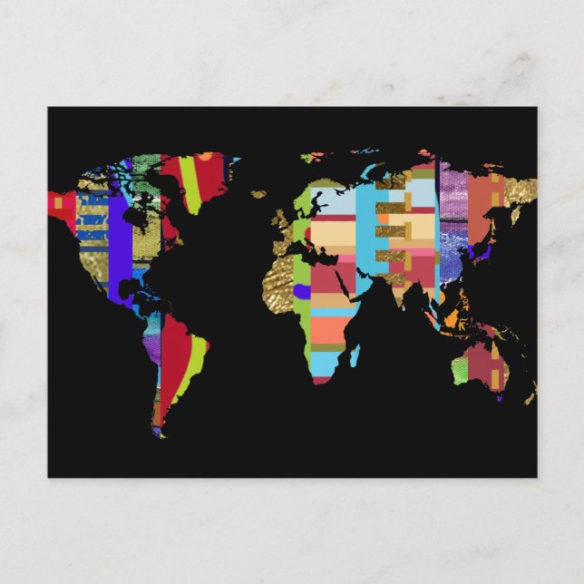farbenfrohe Postkarte der Welt (Vorderseite)