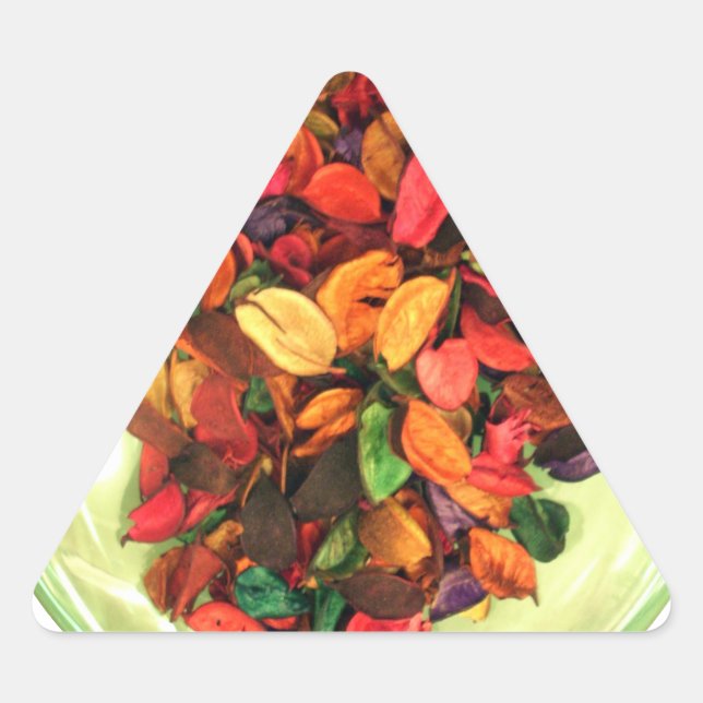 Farbenfrohe Potpourri: Ein sanftes Display Dreieckiger Aufkleber (Vorderseite)