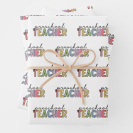 Farbenfrohe Preschool-Lehrerin Geschenkpapier Set