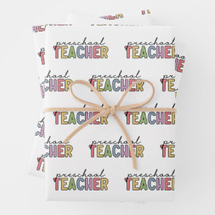 Farbenfrohe Preschool-Lehrerin Geschenkpapier Set