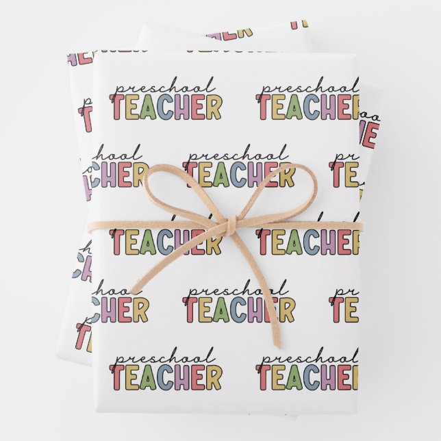 Farbenfrohe Preschool-Lehrerin Geschenkpapier Set (Beispiel)