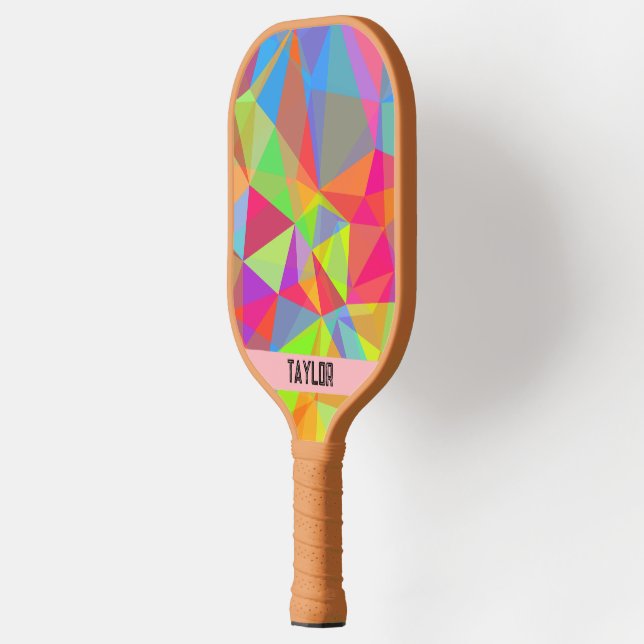 Farbenfrohe Prism Geometric Kaleidoskop Regenbogen Pickleball Schläger (Links)