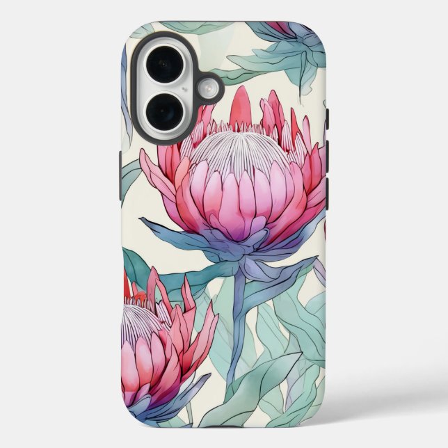 Farbenfrohe Protea Apple iPhone 16 Tough Case (Rückseite)