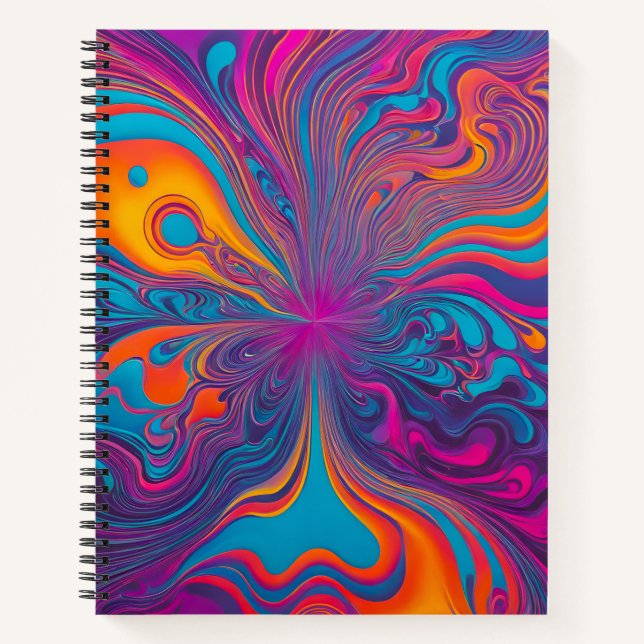 Farbenfrohe Psychedelia Airbrush Art Spiral Notebo Notizbuch (Vorderseite)