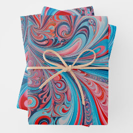 Farbenfrohe Psychedelia Art Wrapping Paper Sheets Geschenkpapier Set