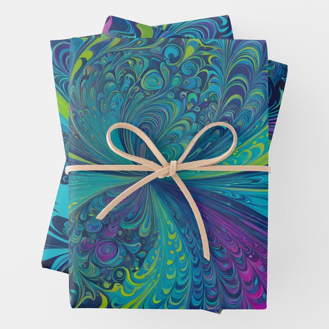 Farbenfrohe Psychedelia Art Wrapping Paper Sheets Geschenkpapier Set (Von Creator hochgeladen)