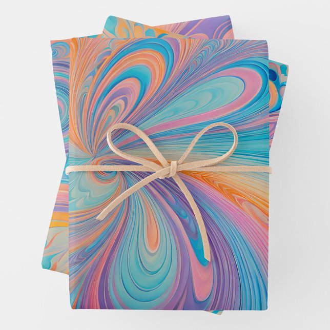 Farbenfrohe Psychedelia Art Wrapping Paper Sheets Geschenkpapier Set (Von Creator hochgeladen)
