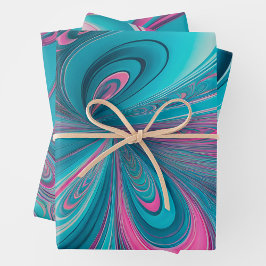Farbenfrohe Psychedelia Art Wrapping Paper Sheets Geschenkpapier Set
