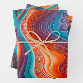 Farbenfrohe Psychedelia Art Wrapping Paper Sheets Geschenkpapier Set