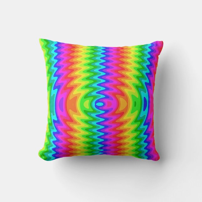 Farbenfrohe Psychedelic Art Throw Kissen (Vorderseite)