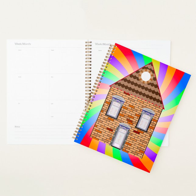 Farbenfrohe Psychedelic Brick House Rainbow Design Planer (Von Creator hochgeladen)