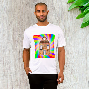 Farbenfrohe Psychedelic Brick House Rainbow Design T-Shirt