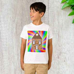 Farbenfrohe Psychedelic Brick House Rainbow Design T-Shirt