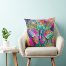 Farbenfrohe Psychedelic Butterfly und Blume