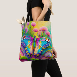 Farbenfrohe Psychedelic Butterfly und Wildblumen