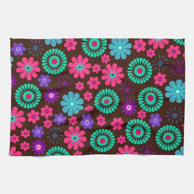 Farbenfrohe Psychedelic Funky Blume Pattern Handtuch (Horizontal)