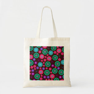 Farbenfrohe Psychedelic Funky Blume Pattern Tragetasche