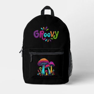 Farbenfrohe Psychedelic Groovy Mushrooms- Bedruckter Rucksack
