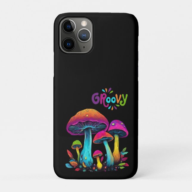 Farbenfrohe Psychedelic Groovy Mushrooms- Case-Mate iPhone Hülle (Rückseite)