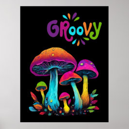Farbenfrohe Psychedelic Groovy Mushrooms- Poster