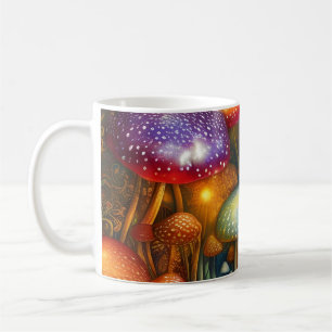 Farbenfrohe Psychedelic Mushroom Forest Kaffeetasse