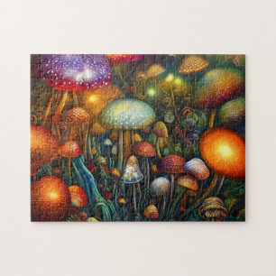 Farbenfrohe Psychedelic Mushroom Forest Puzzle