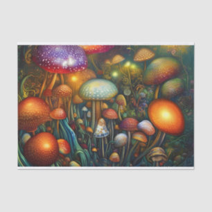 Farbenfrohe Psychedelic Mushroom Forest Seidenpapier