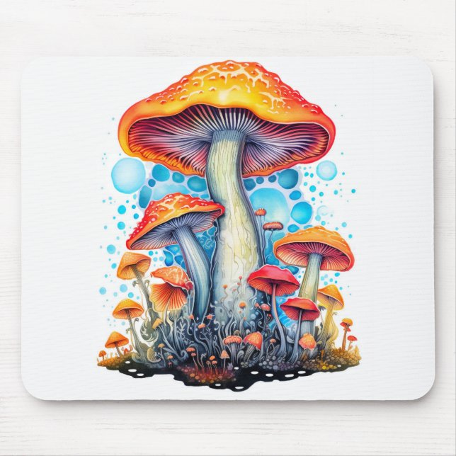 Farbenfrohe Psychedelic Mushroom-Illustration Mousepad (Vorne)