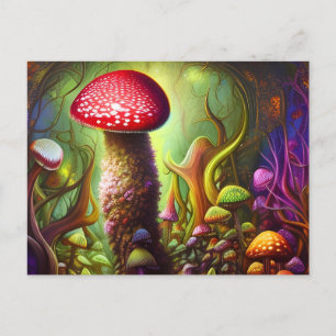 Farbenfrohe Psychedelic Mushroom Mystical Forest Postkarte