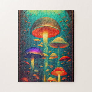 Farbenfrohe Psychedelic Mushrooms Fantasy World Puzzle