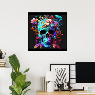 Farbenfrohe Psychedelic Skull Beängstigend Poster 