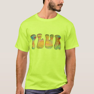 Farbenfrohe Psychedelic Yellow Puffy PLUR T-Shirt