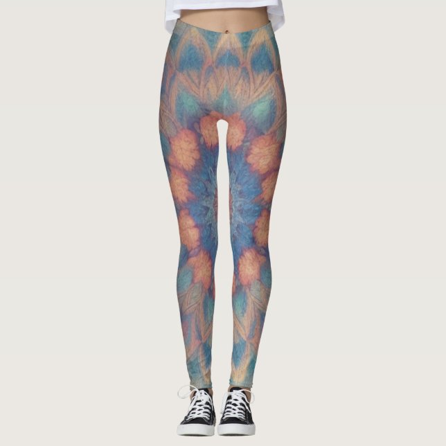Farbenfrohe Psychedelik Kaleidoskopie Symmetrisch Leggings (Vorderseite)