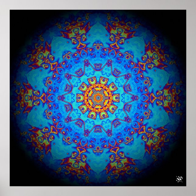 Farbenfrohe psychedelische abstrakte Muster Poster (Vorne)