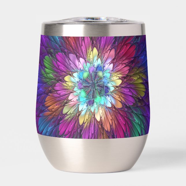 Farbenfrohe Psychedelische Blume Abstraktes Frakta (Vorderseite)