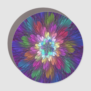 Farbenfrohe Psychedelische Blume Abstraktes Frakta Auto Magnet