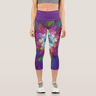 Farbenfrohe Psychedelische Blume Abstraktes Frakta Capri Leggings