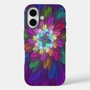 Farbenfrohe Psychedelische Blume Abstraktes Frakta iPhone 16 Hülle