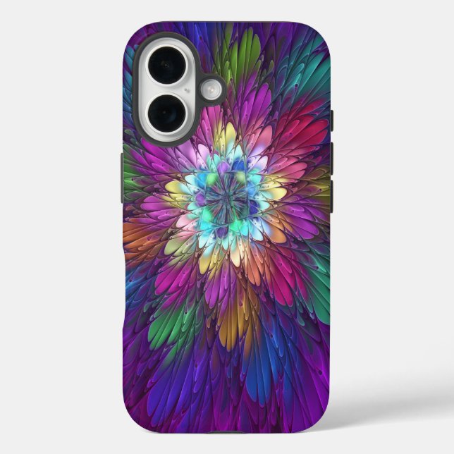 Farbenfrohe Psychedelische Blume Abstraktes Frakta Case-Mate iPhone Hülle (Rückseite)