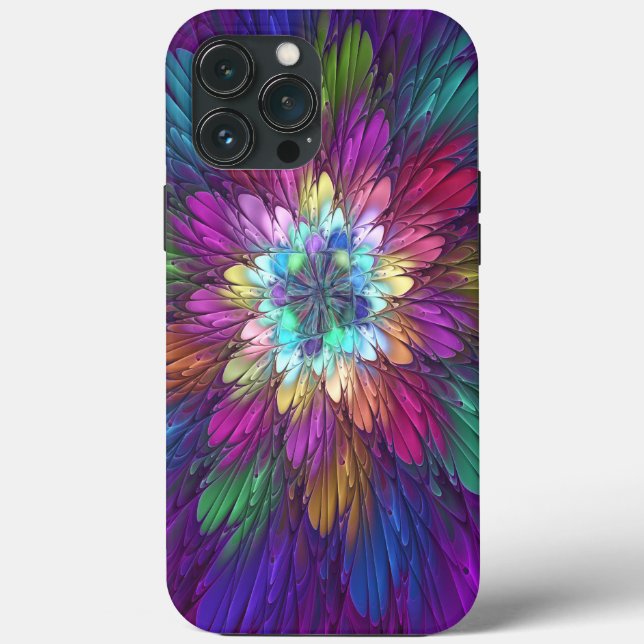 Farbenfrohe Psychedelische Blume Abstraktes Frakta Case-Mate iPhone Hülle (Rückseite)